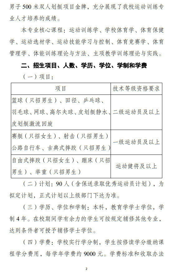 江漢大學2025年運動訓練專業(yè)招生簡章