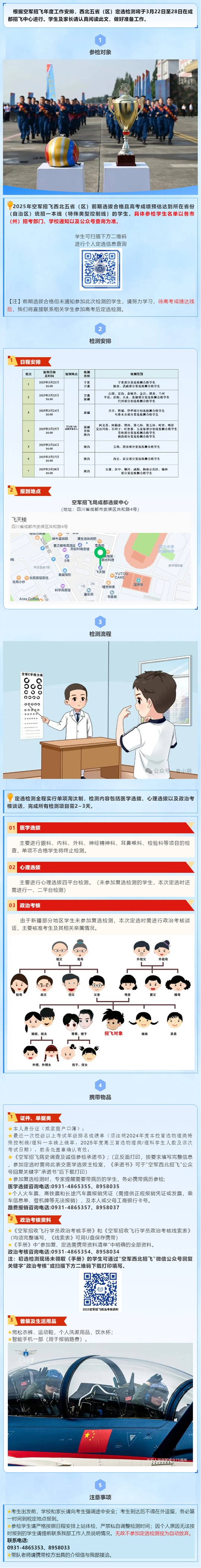 2025年空軍招飛西北五?。▍^(qū)）定選檢測安排